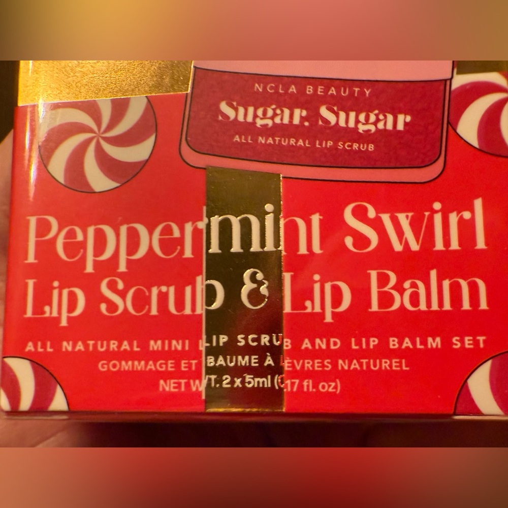 🆕 NCLA Beauty Peppermint Swirl Mini Lip Scrub & Balm Set - Red. - Picture 5 of 5